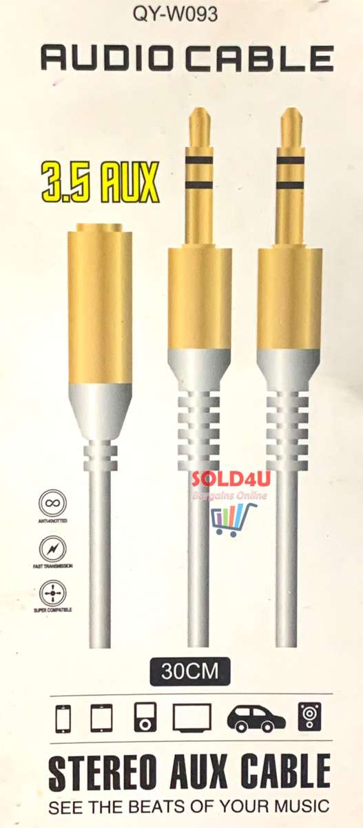 3.5 Aux Stereo Audio Cable 2x 3.5mm male to 3.5mm female (QY-W093)