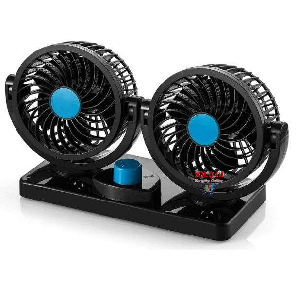 Car Fan Dual Head 2 Speed Electric Air Circulator Portable Vehicle Fan - USB PORT powered