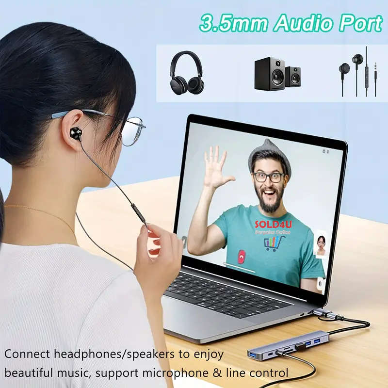 8 in 2 USB-C Adapter Hub Docking Station High Speed USB 3.0/2.0 8 Port USB HUB Card Reader SD TF