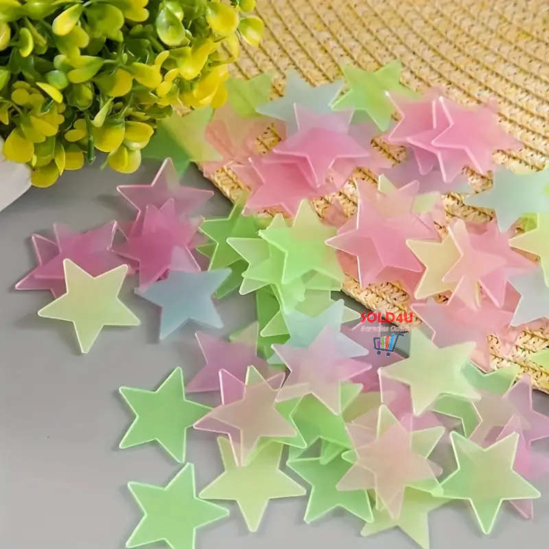 100pcs set 3cm Stars Luminous Stickers Wall Stickers Flourescent Home Decor