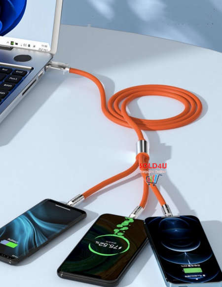 3in1 Super Fast 120w USB Charger Cable Compatible with iPhone Samsung Xiaomi (Random Colours)