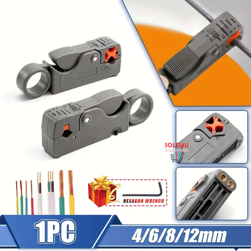 Wire Stripper Double Blades Automatic Wire Stripper, Stripping Pliers, Cable Cutter Coaxial Cable