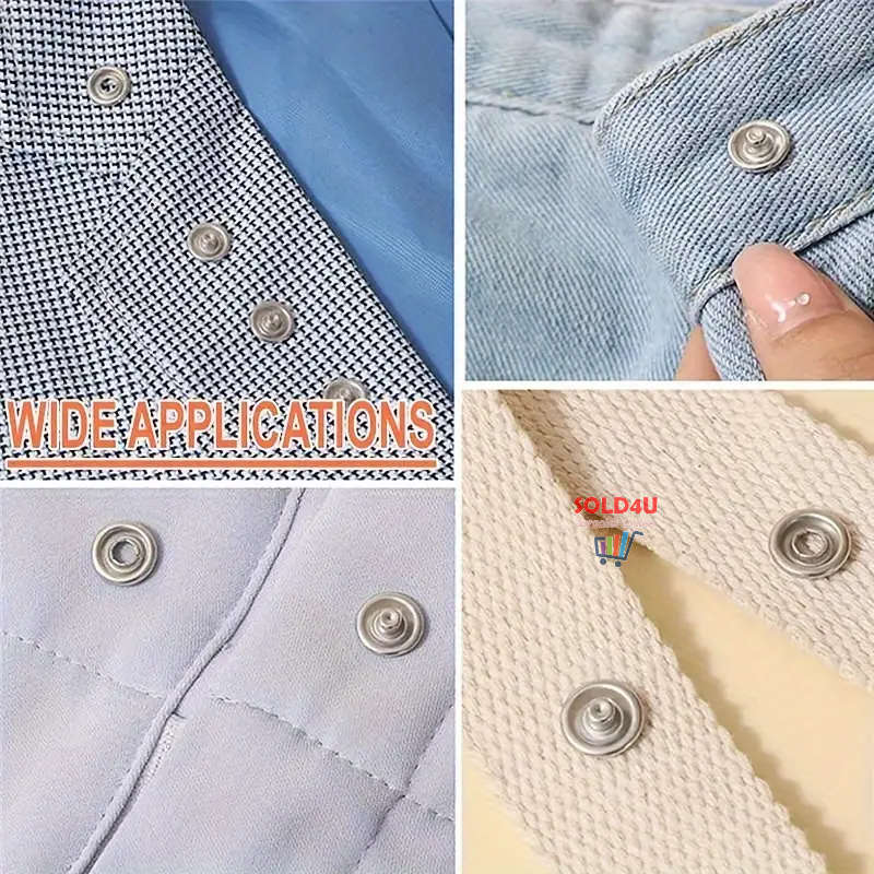 50Piece SET Snap Button Kit Metal Sewing Rings Buttons Press Studs Pliers Home Sewing Supplies