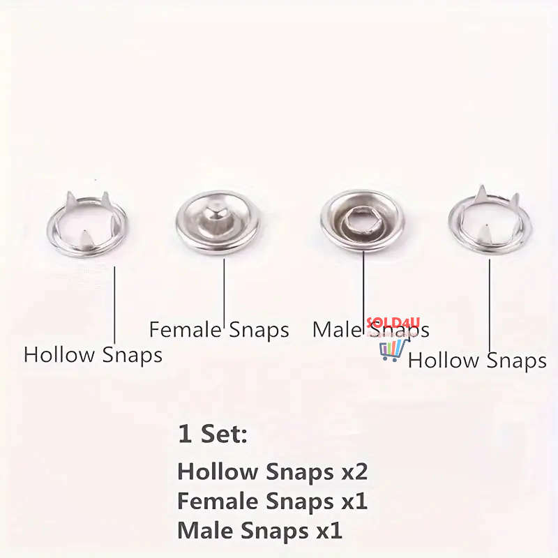 50Piece SET Snap Button Kit Metal Sewing Rings Buttons Press Studs Pliers Home Sewing Supplies