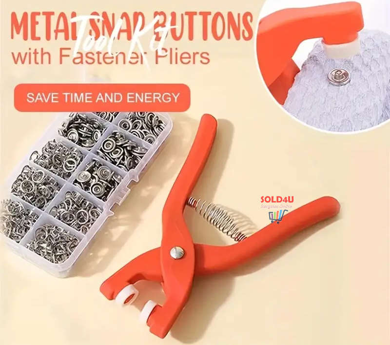 50Piece SET Snap Button Kit Metal Sewing Rings Buttons Press Studs Pliers Home Sewing Supplies