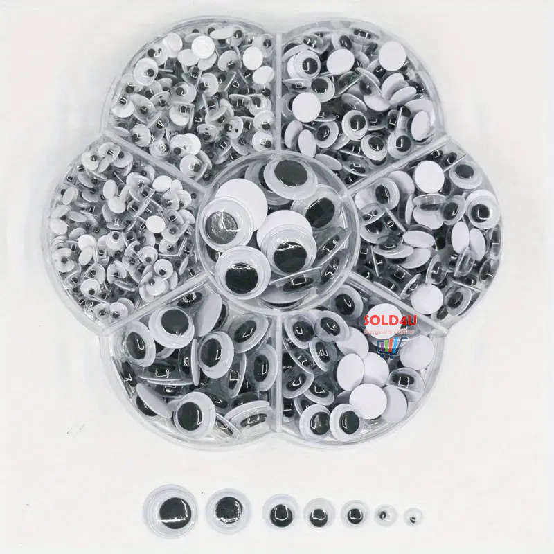 700pcs Mixed Wobble Sticky Googly Eyes Self Adhesive Sticky Eyes 4mm-12mm DIY Scrapbooking Crafts