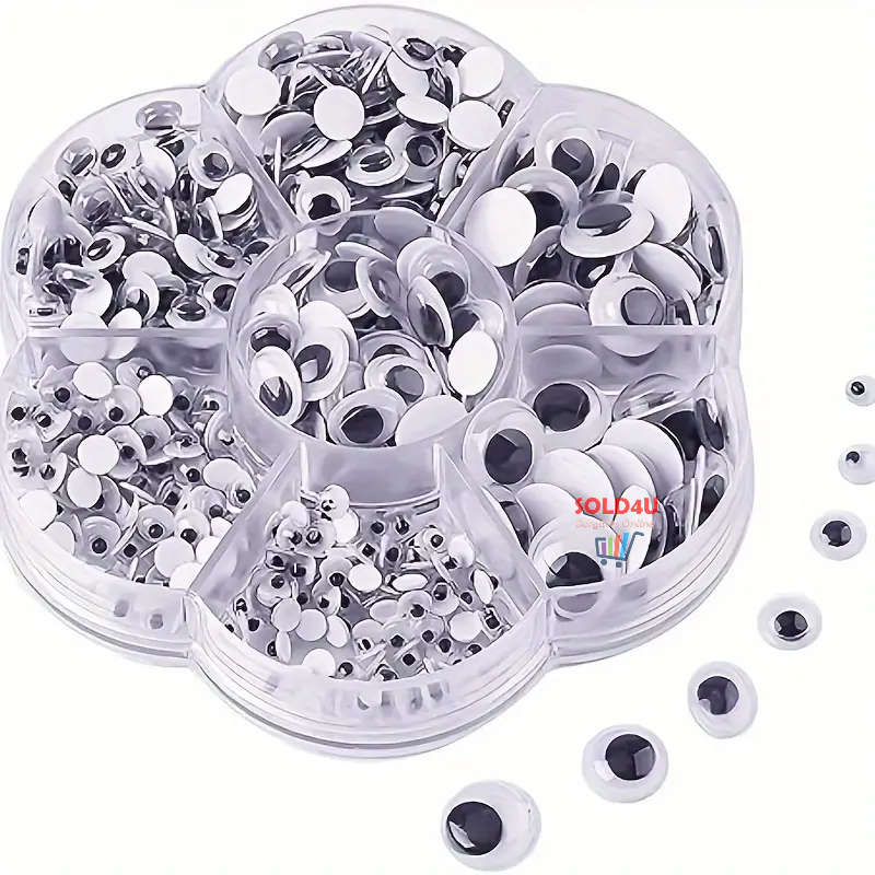 700pcs Mixed Wobble Sticky Googly Eyes Self Adhesive Sticky Eyes 4mm-12mm DIY Scrapbooking Crafts