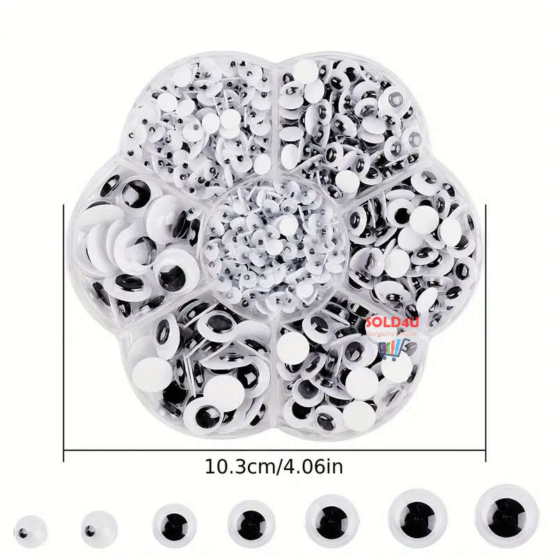 700pcs Mixed Wobble Sticky Googly Eyes Self Adhesive Sticky Eyes 4mm-12mm DIY Scrapbooking Crafts