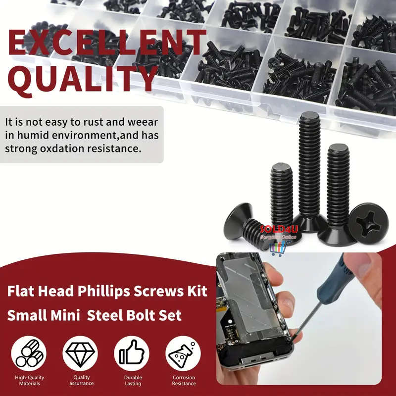250pcs/set M2 M2.5 M3 Screws Flat Head Phillips Screws Laptop Notebook Screws Set Kit Assorted
