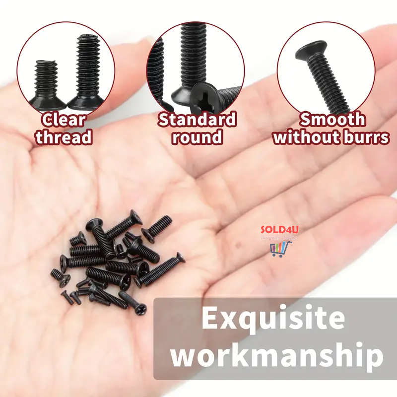 250pcs/set M2 M2.5 M3 Screws Flat Head Phillips Screws Laptop Notebook Screws Set Kit Assorted
