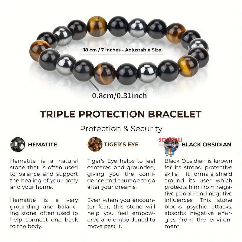 Triple Protection Bracelet For Luck Protection & Prosperity