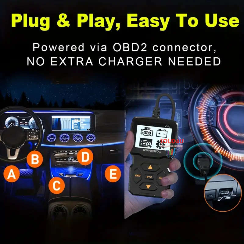 V750 2.4 inch Big Screen Car Fault Detector Code Reader OBD2 Scanner Diagnostic Tool Car Since 1996