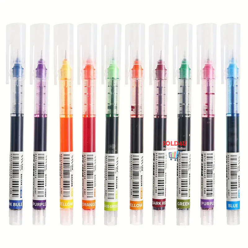 10-Pack Set Colour Quick-Drying 0.5mm Needle Pens (No Packaging) - 1 Bid gets 10 pens