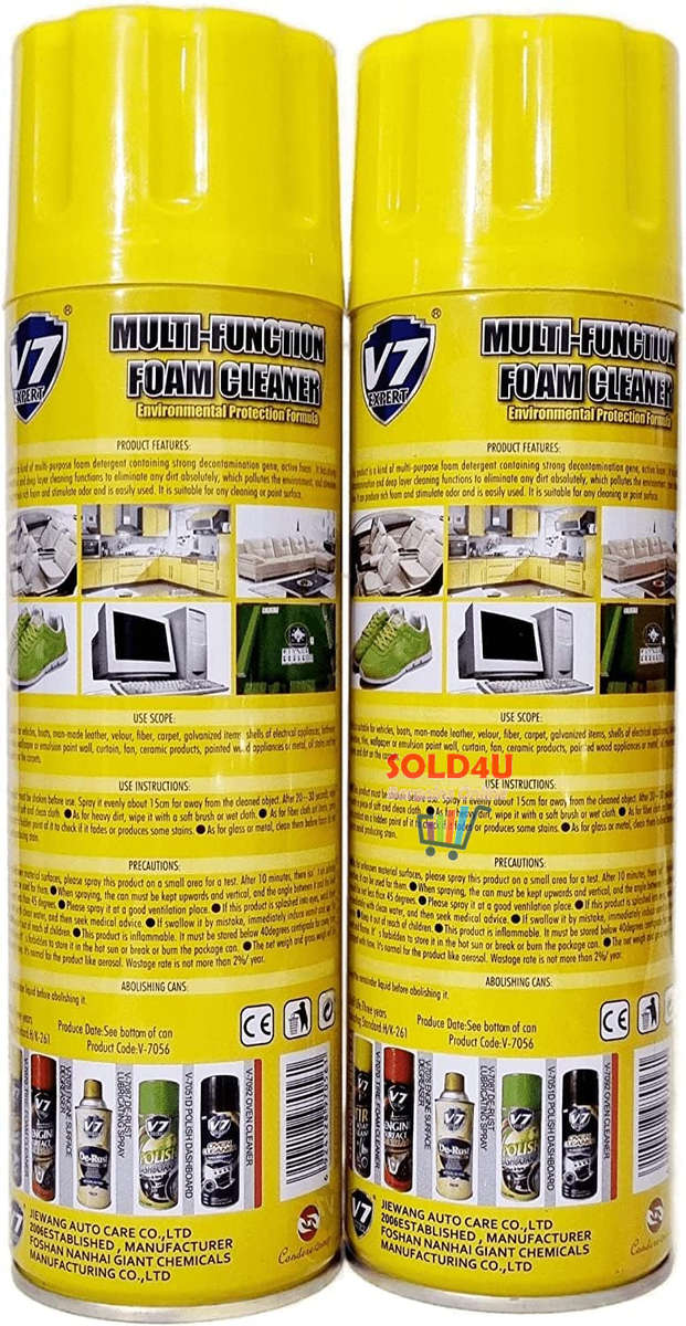 Multipurpose Foam Cleaner 650ML V7 Expert (Pack of 2 x Cans)