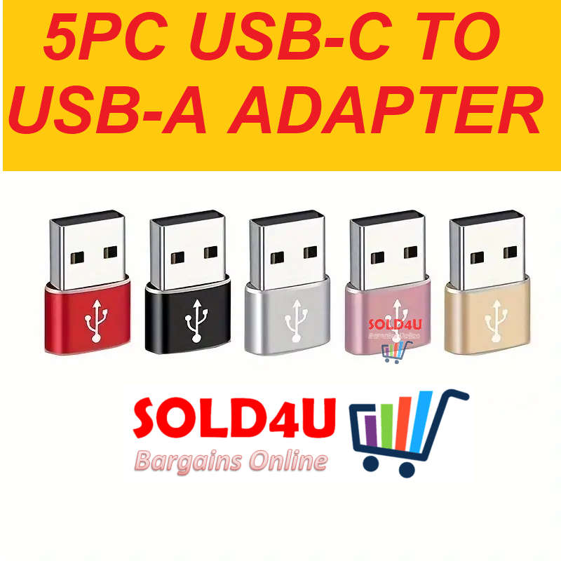 5-pcs Set USB-C Female To USB Male Adapter, Type-C To USB-A Charger Adapter