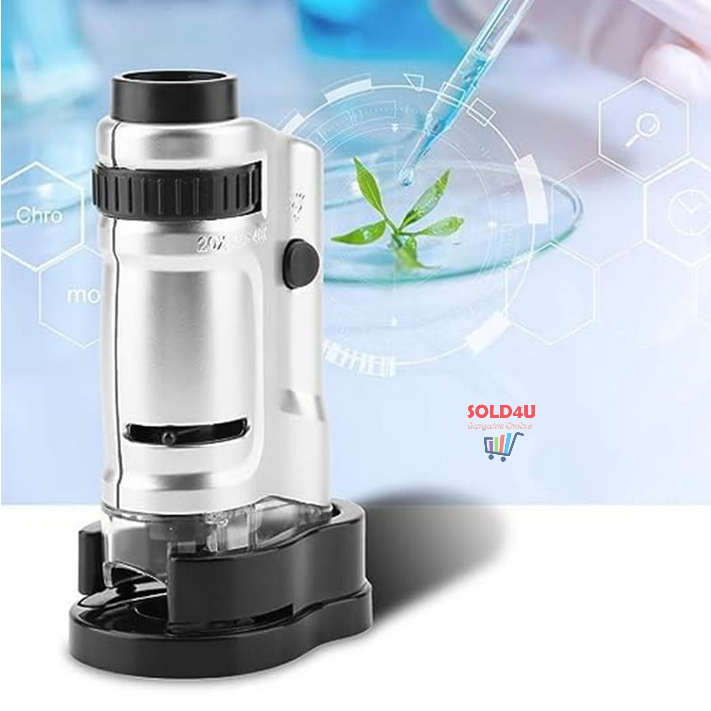 Pocket Microscope Monocular Zoom HD Handheld Magnifier Comes with LED Light