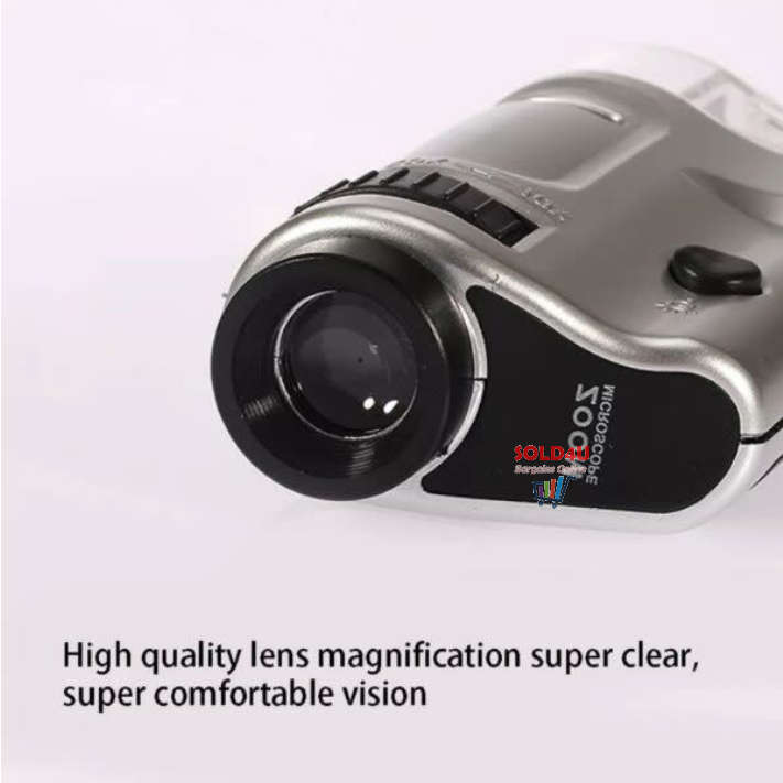 Pocket Microscope Monocular Zoom HD Handheld Magnifier Comes with LED Light