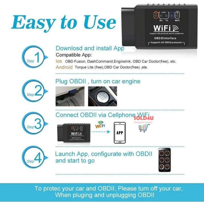 ELM327 WIFI OBD2 OBDII Auto Car Diagnostic Scanner Scan Tool for iOS Android