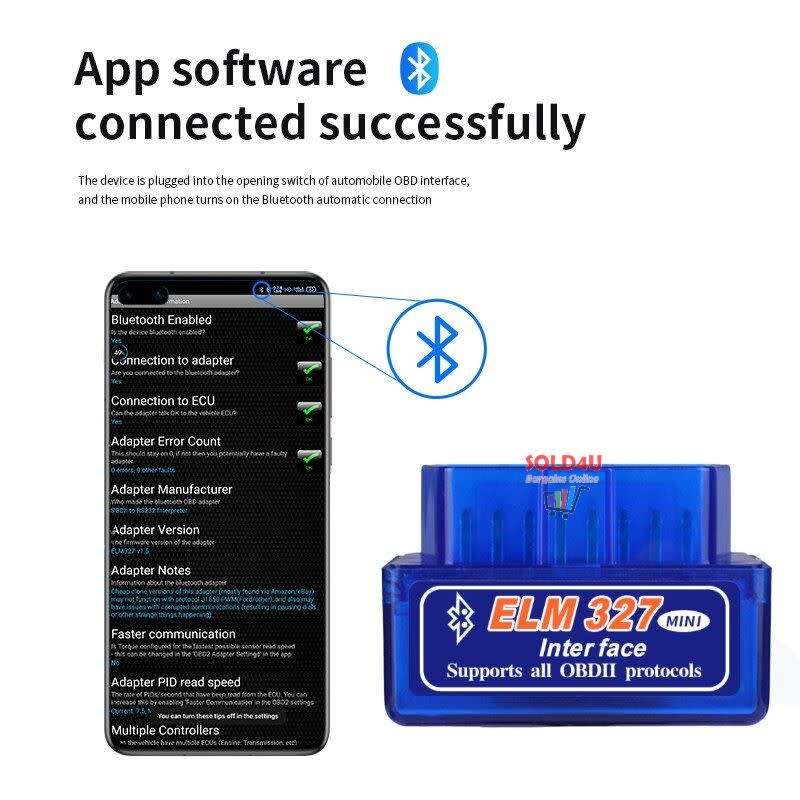 ELM327 MINI OBD2 Bluetooth Version OBDII Car Diagnostic Scanner (Android, iOS, Windows)