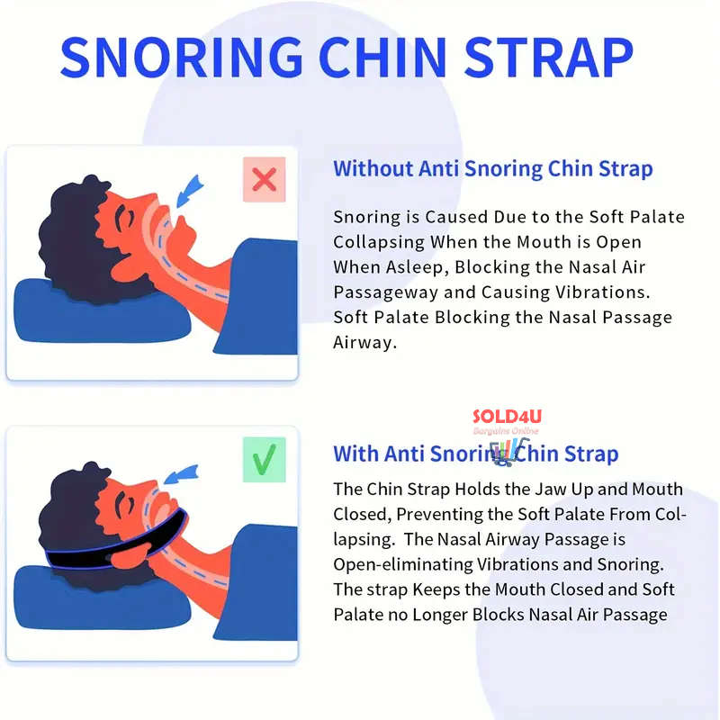Adjustable Anti Snoring Chin Strap Peaceful Sleeping Device