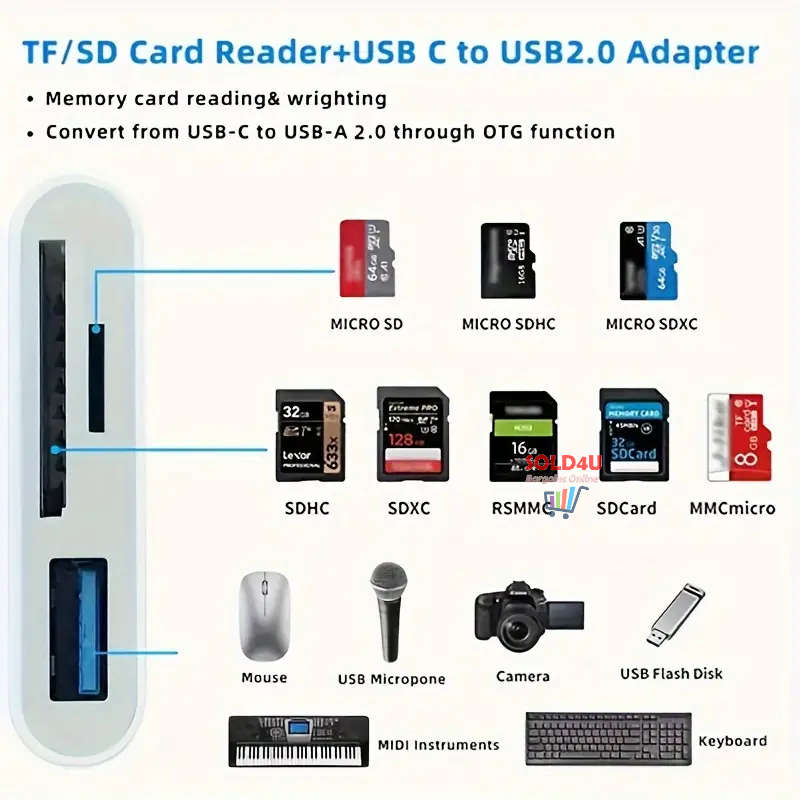 Type-C 3 IN 1 Micro SD TF Card Reader Multifunction USB Adapter