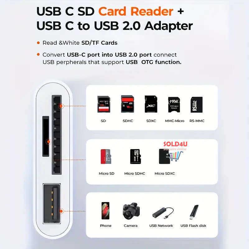 Type-C 3 IN 1 Micro SD TF Card Reader Multifunction USB Adapter