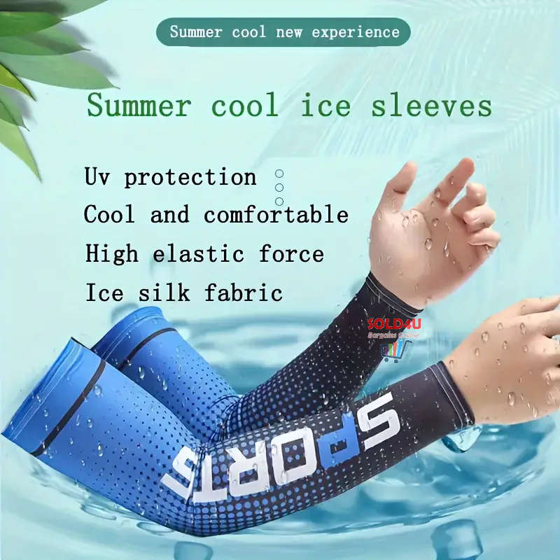 Unisex Cooling Arm Sleeves  Sports Running UV Sun Protection Outdoor Fishing Cycling Sleeves 1-Pair