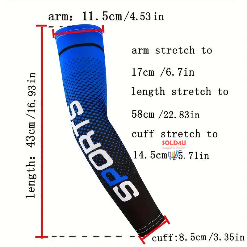 Unisex Cooling Arm Sleeves  Sports Running UV Sun Protection Outdoor Fishing Cycling Sleeves 1-Pair