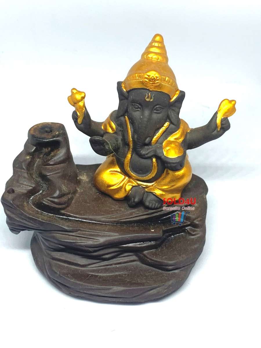 Ganesha Smoke Fountain Cone Holder Decorative Showpiece Incense Burner Elephant God