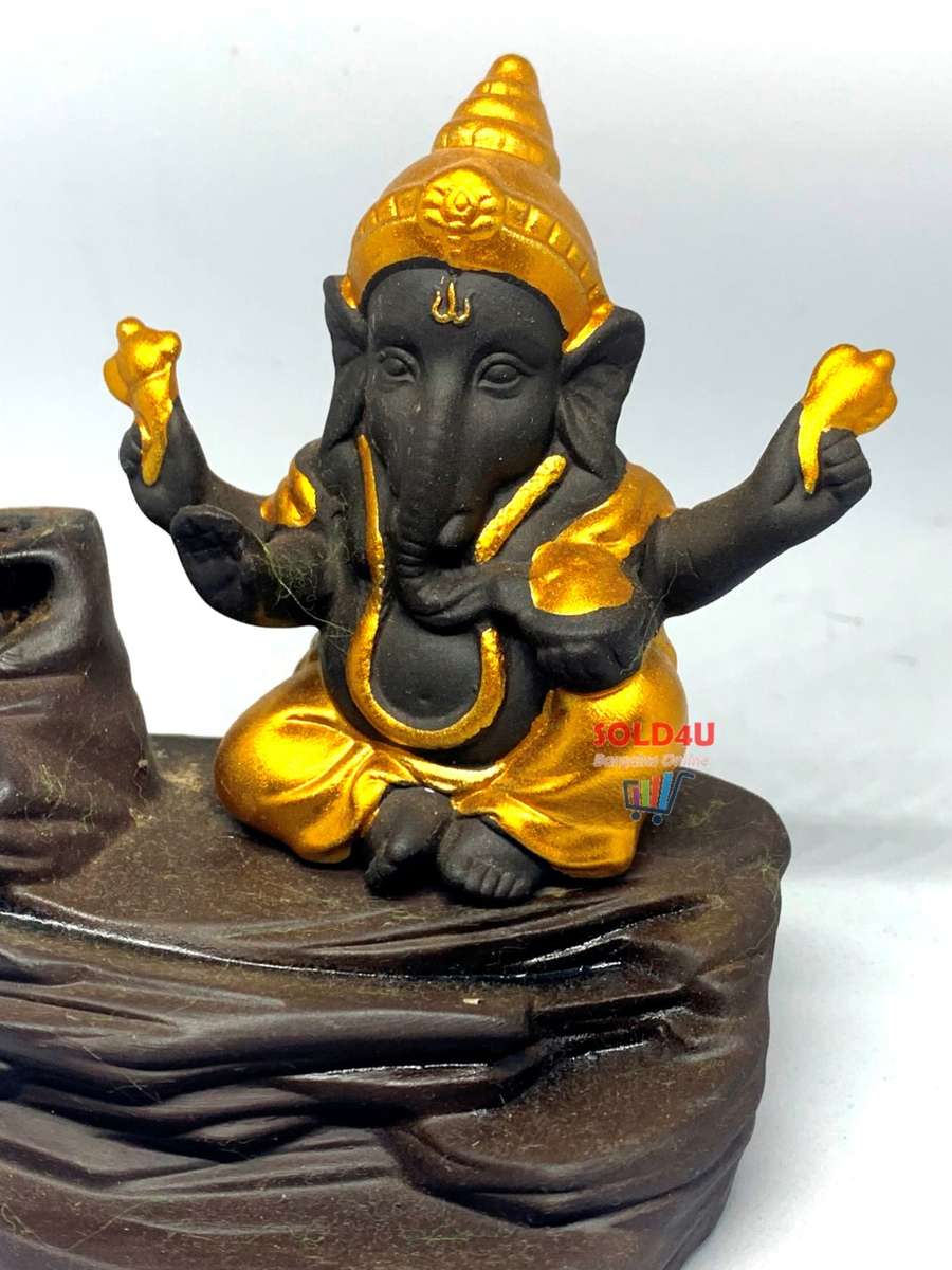 Ganesha Smoke Fountain Cone Holder Decorative Showpiece Incense Burner Elephant God