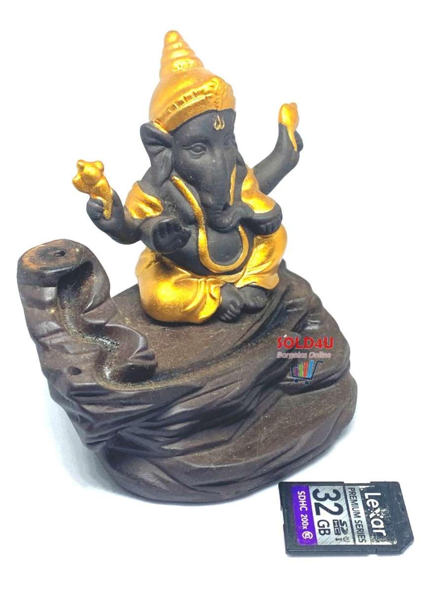 Ganesha Smoke Fountain Cone Holder Decorative Showpiece Incense Burner Elephant God