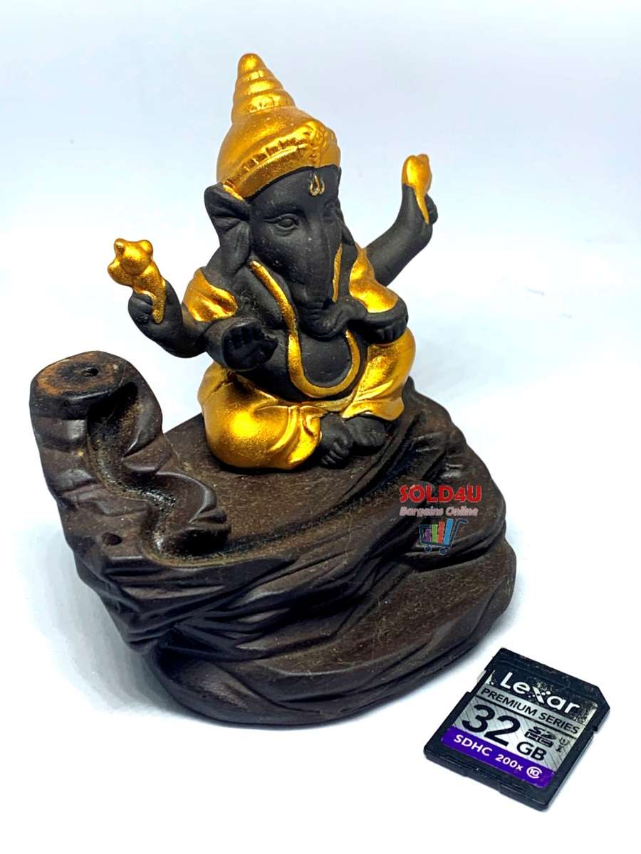 Ganesha Smoke Fountain Cone Holder Decorative Showpiece Incense Burner Elephant God