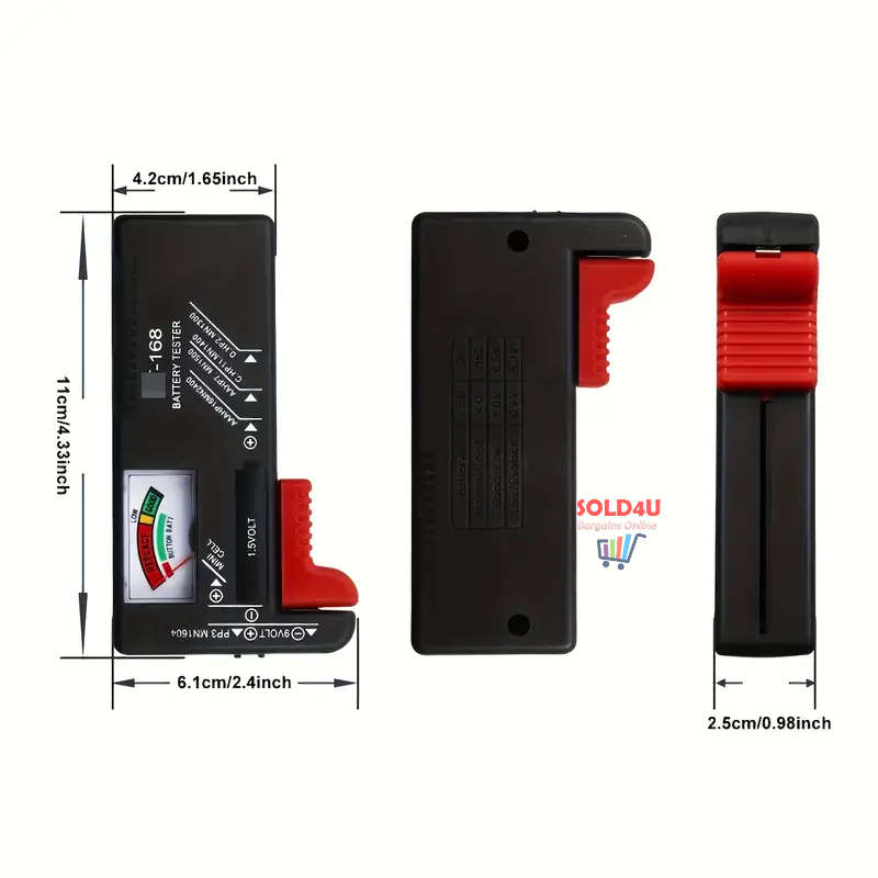 Universal Battery Tester - Quickly Check AA/AAA/C/D/9V/1.5V Batteries  BT168