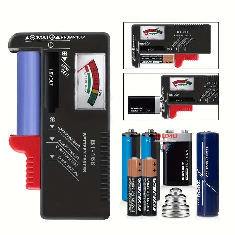 Universal Battery Tester - Quickly Check AA/AAA/C/D/9V/1.5V Batteries  BT168