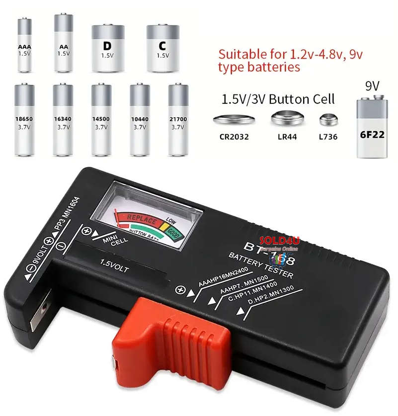 Universal Battery Tester - Quickly Check AA/AAA/C/D/9V/1.5V Batteries  BT168