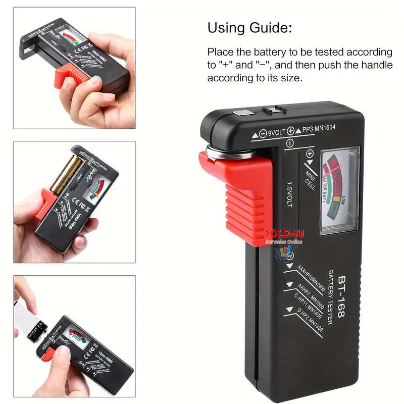 Universal Battery Tester - Quickly Check AA/AAA/C/D/9V/1.5V Batteries  BT168