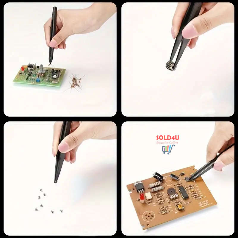 8pcs Tweezer SET Black Carbon Fiber Plastic Tweezers Repair Accessories Set Tools