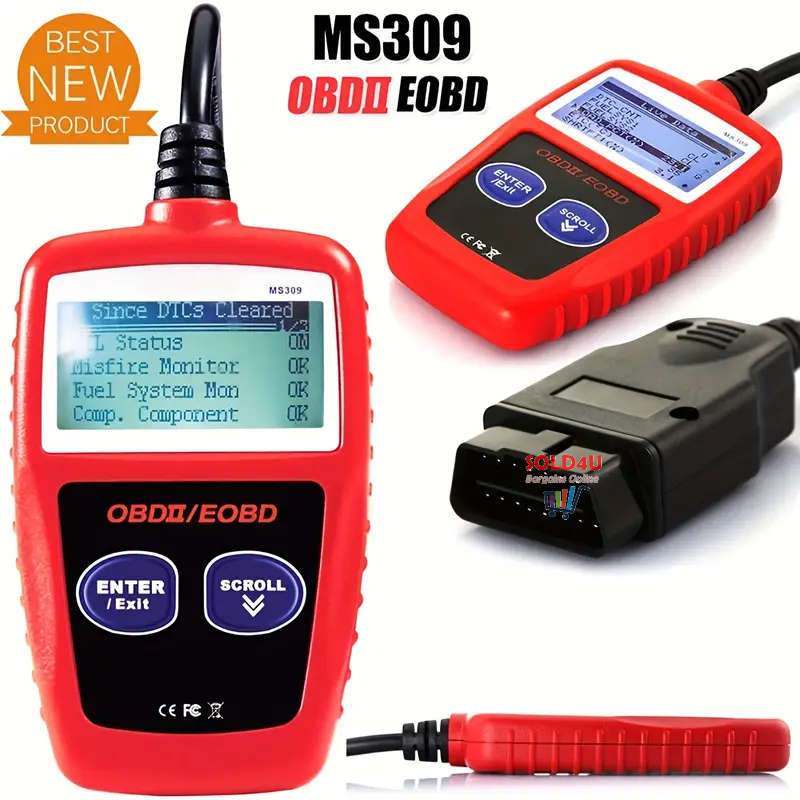 MS309 Car Fault Detector Code Reader OBD2 Scanner Diagnostic Tool Car Several Models (Red or Black)