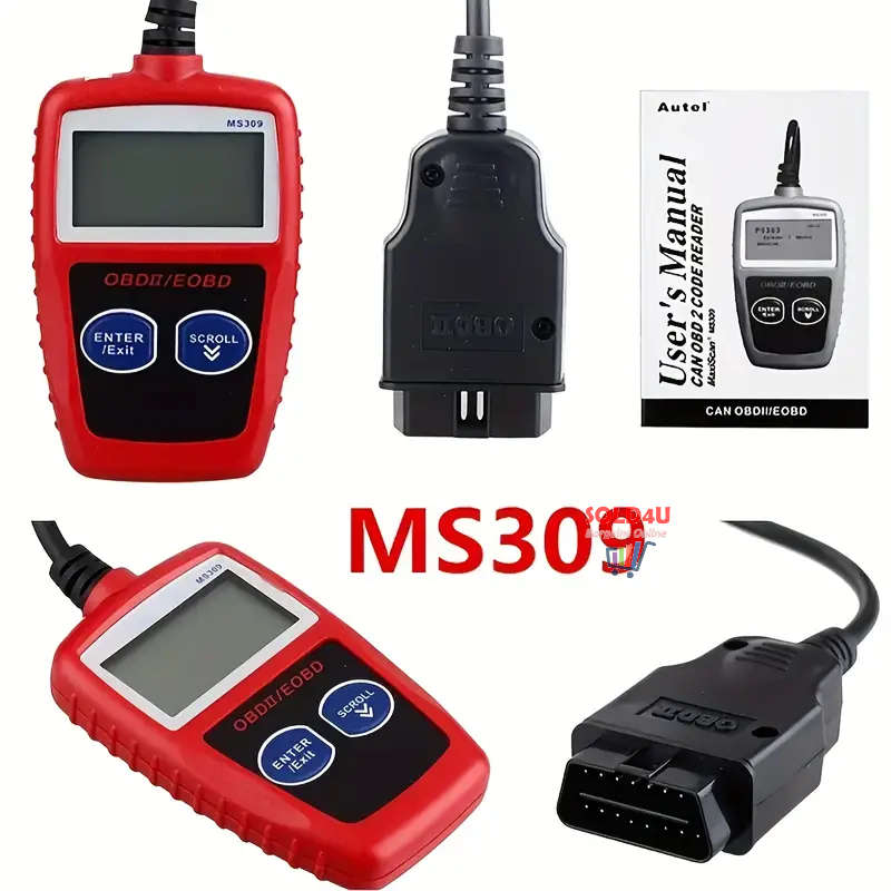 MS309 Car Fault Detector Code Reader OBD2 Scanner Diagnostic Tool Car Several Models (Red or Black)