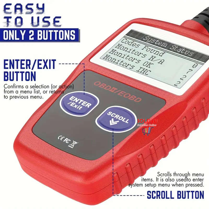 MS309 Car Fault Detector Code Reader OBD2 Scanner Diagnostic Tool Car Several Models (Red or Black)