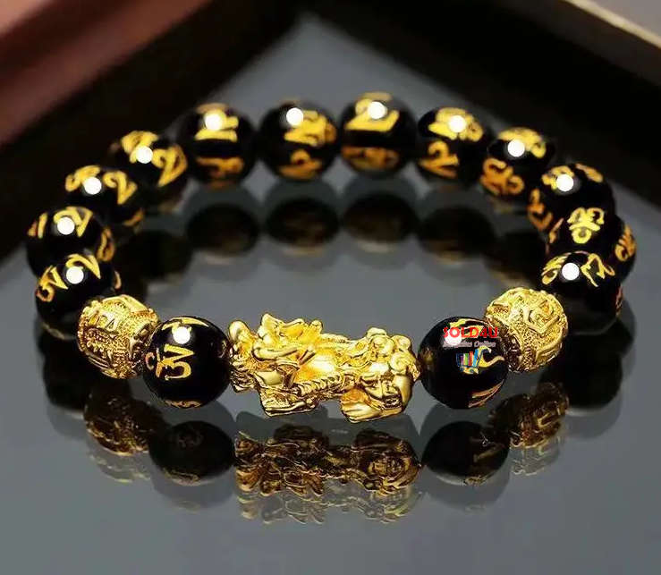 Pi Xiu Bracelet Feng Shui Black Obsidian Fortune Beads Unisex Bracelet