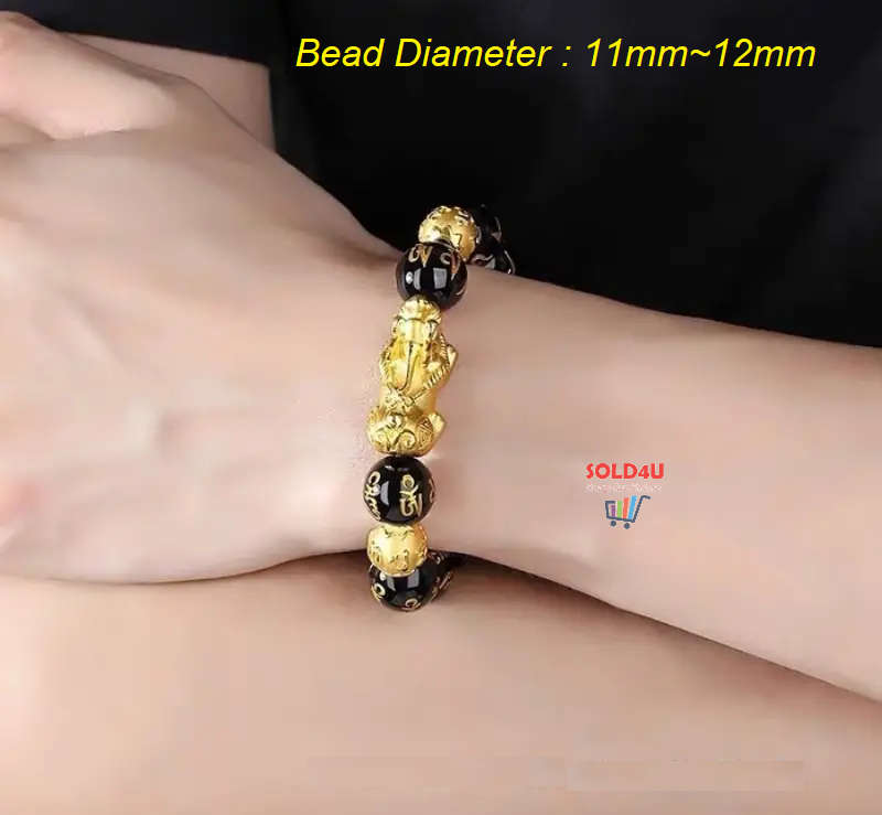 Pi Xiu Bracelet Feng Shui Black Obsidian Fortune Beads Unisex Bracelet