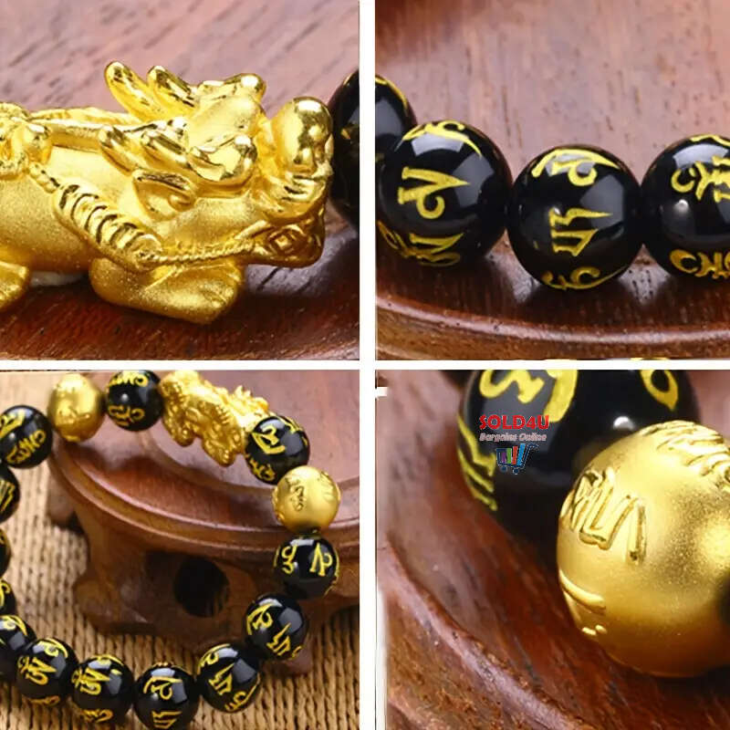 Pi Xiu Bracelet Feng Shui Black Obsidian Fortune Beads Unisex Bracelet