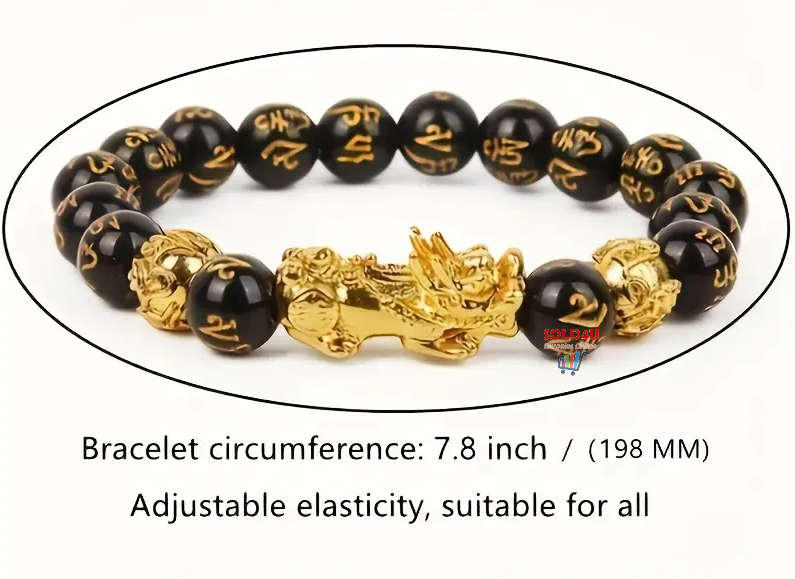 Pi Xiu Bracelet Feng Shui Black Obsidian Fortune Beads Unisex Bracelet