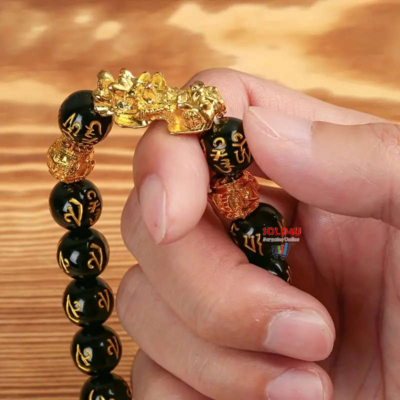 Pi Xiu Bracelet Feng Shui Black Obsidian Fortune Beads Unisex Bracelet
