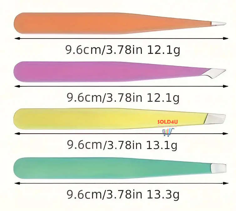 4pcs Set Eyebrow Tweezers S/Steel Tweezers For Hair Removal, 4 Different Types Tweezers