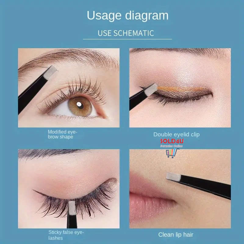 4pcs Set Eyebrow Tweezers S/Steel Tweezers For Hair Removal, 4 Different Types Tweezers