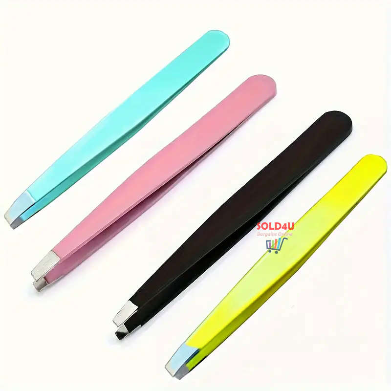 4pcs Set Eyebrow Tweezers S/Steel Tweezers For Hair Removal, 4 Different Types Tweezers
