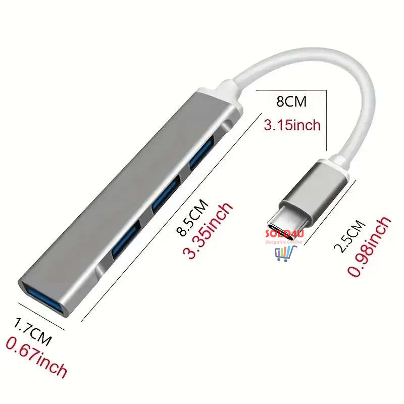 4-in-1 USB C Hub - Type-C to 4 USB Ports Docking Station USB Data Hub Portable