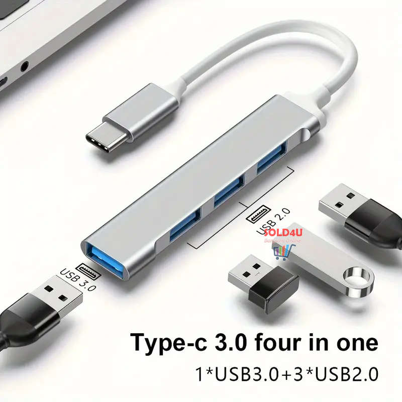 4-in-1 USB C Hub - Type-C to 4 USB Ports Docking Station USB Data Hub Portable